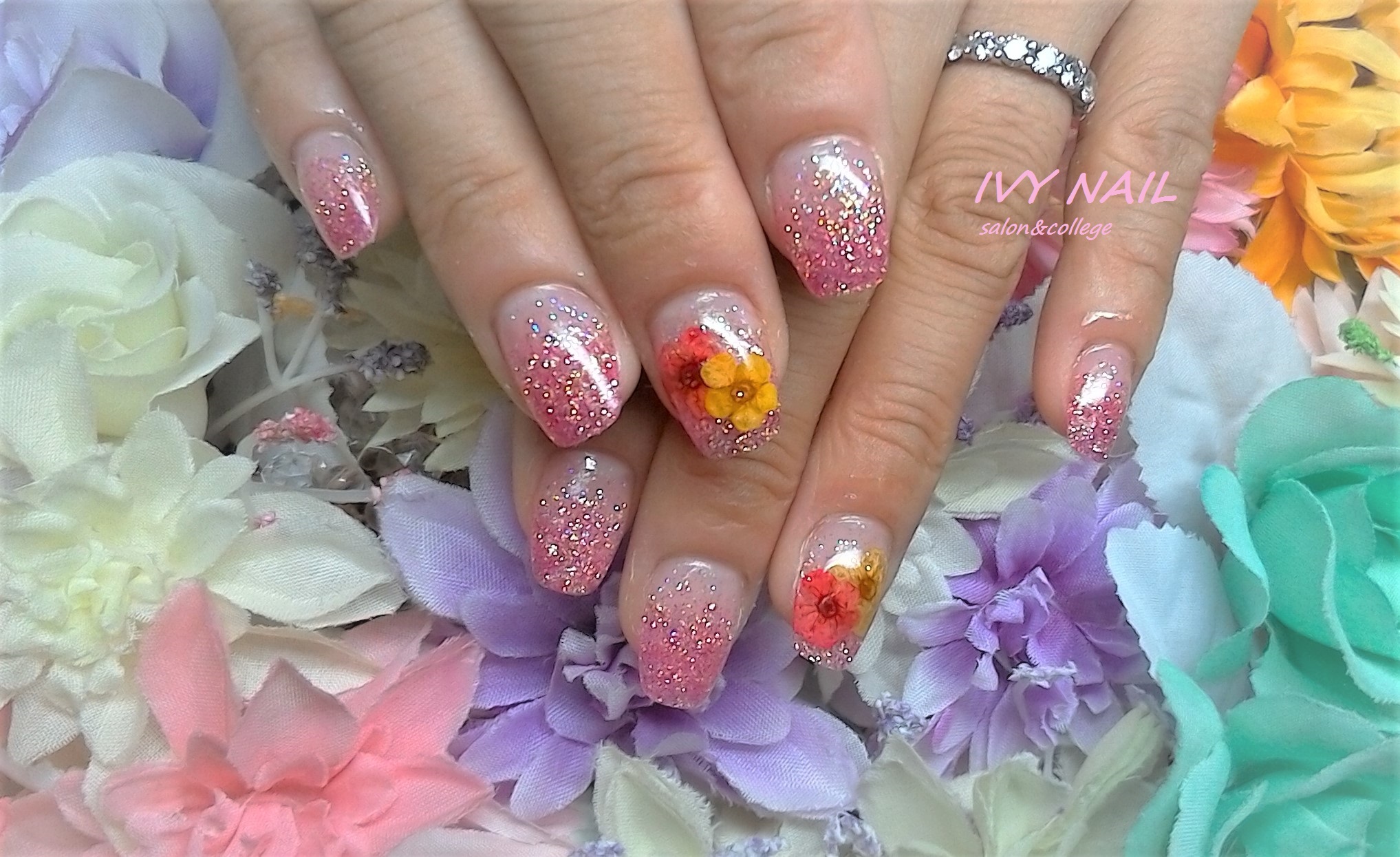 押し花デザインスカルプネイル